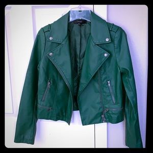 Faux green leather jacket